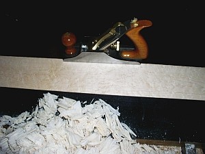 wood shavings, maple and bench plane
